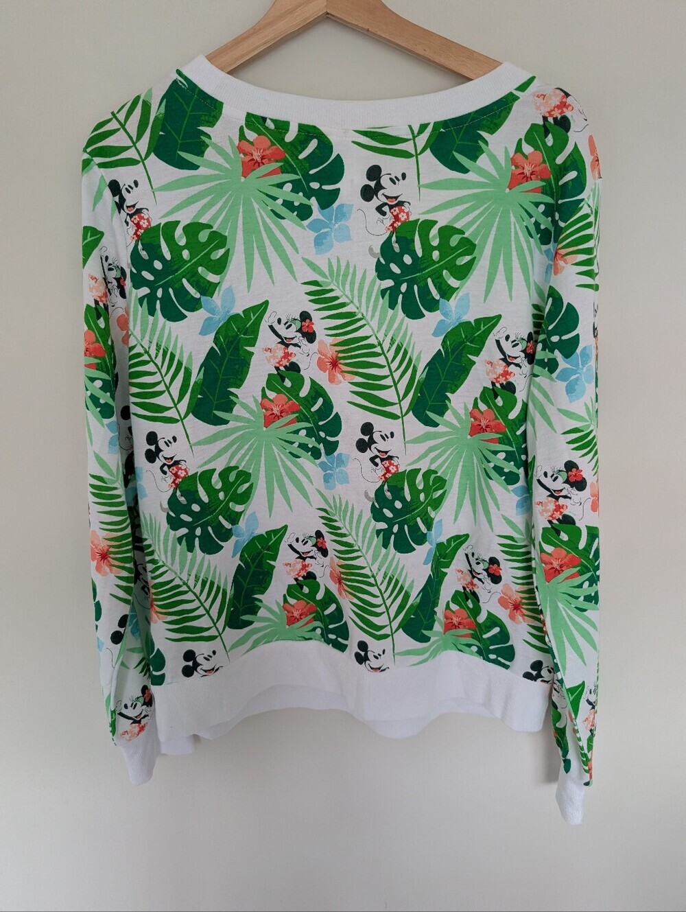 Disney Minnie Mouse Pull Over Crew Neck Tropical Floral Long Sleeve Womens Large - Picture 6 of 8